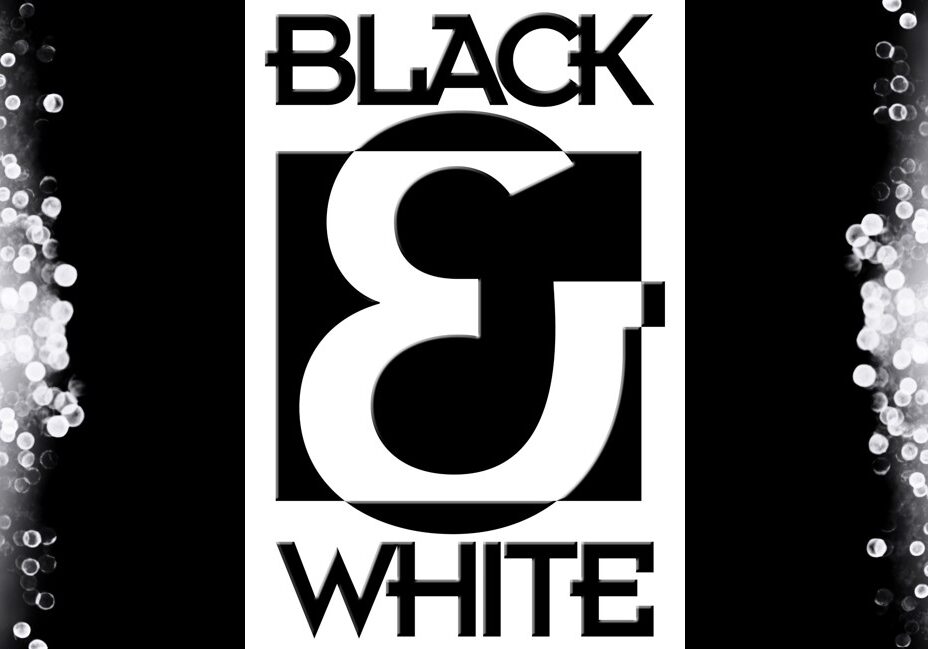 A black and white logo of the word " black & white ".